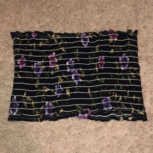 Black LF Tube Top with floral detail